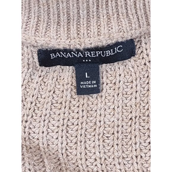 Banana Republic Sweater Womens Khaki Mock Neck Cable Knit Size Large - Picture 4 of 6